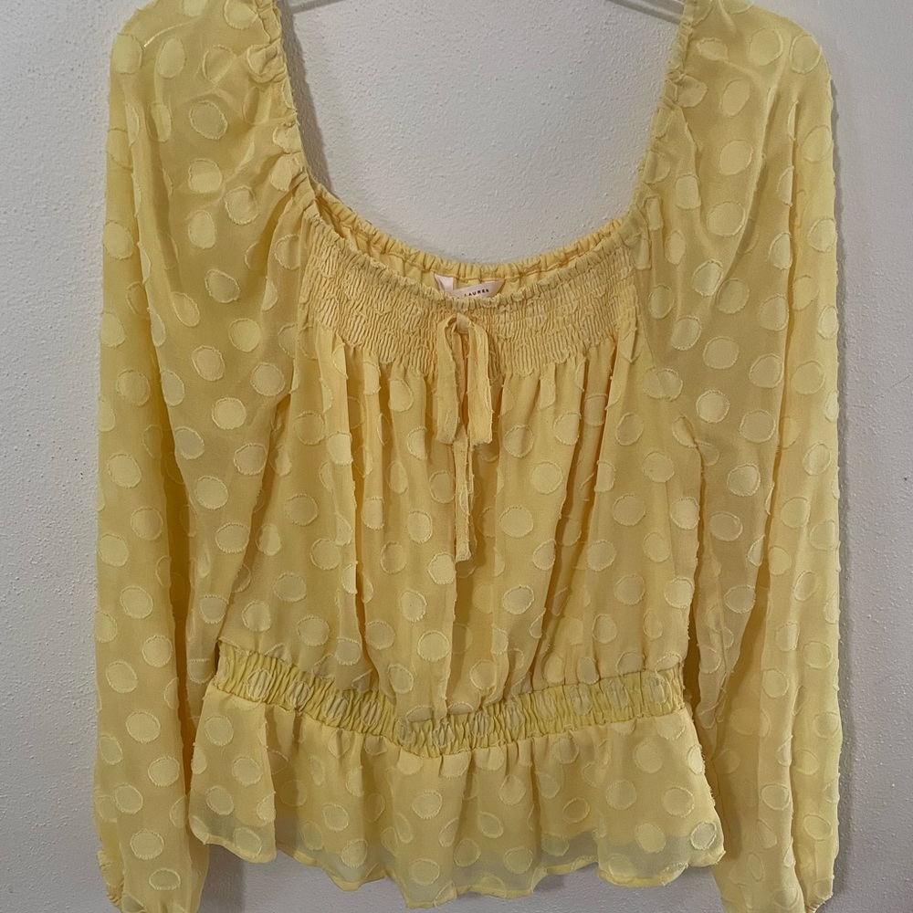 Lauren Conrad Long Sleeve Yellow Size S Peplum Blouse